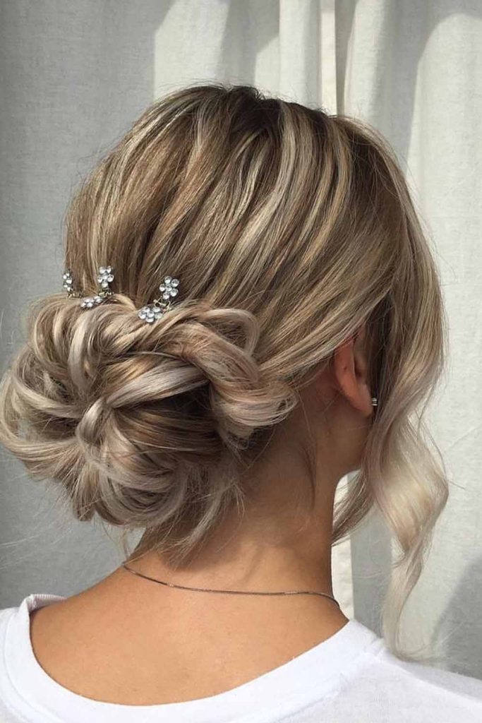 Floral Accented Low Bun