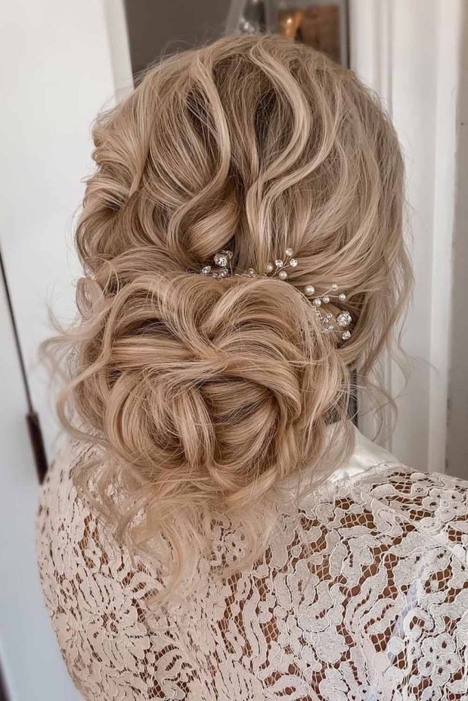 Curly Glam Updo with Pearls